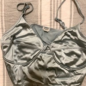 Garage blue satin crop top